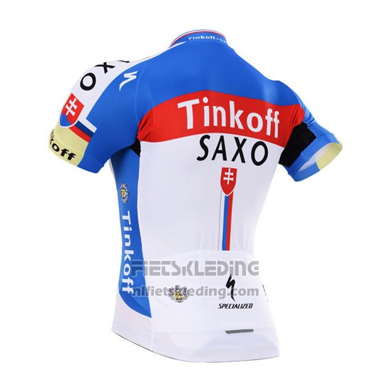 2015 Fietskleding Tinkoff Saxo Bank Kampioen Slowakije Korte Mouwen en Koersbroek